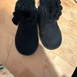 Black Suede Baby Booties